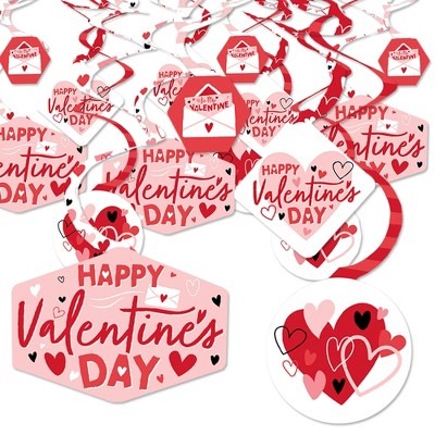 Big Dot of Happiness Happy Valentine's Day - Valentine Hearts Party Hanging Decor - Party Decoration Swirls - Set of 40