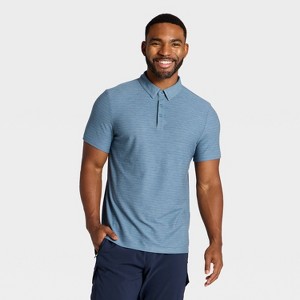 Men's Striped Pique Polo Shirt - All In Motion™ - 1 of 3