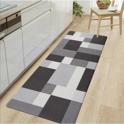 Gray Modern Geometric Anti-Fatigue Standing Mat 18" x 47"