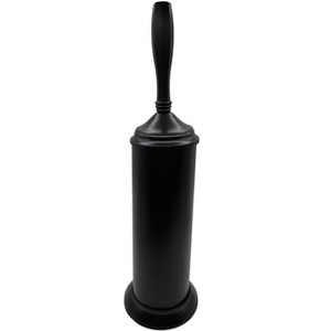 Home Mart Goods Matte Black Toilet Brush Set with Holder - 17" Tall - 1 of 2