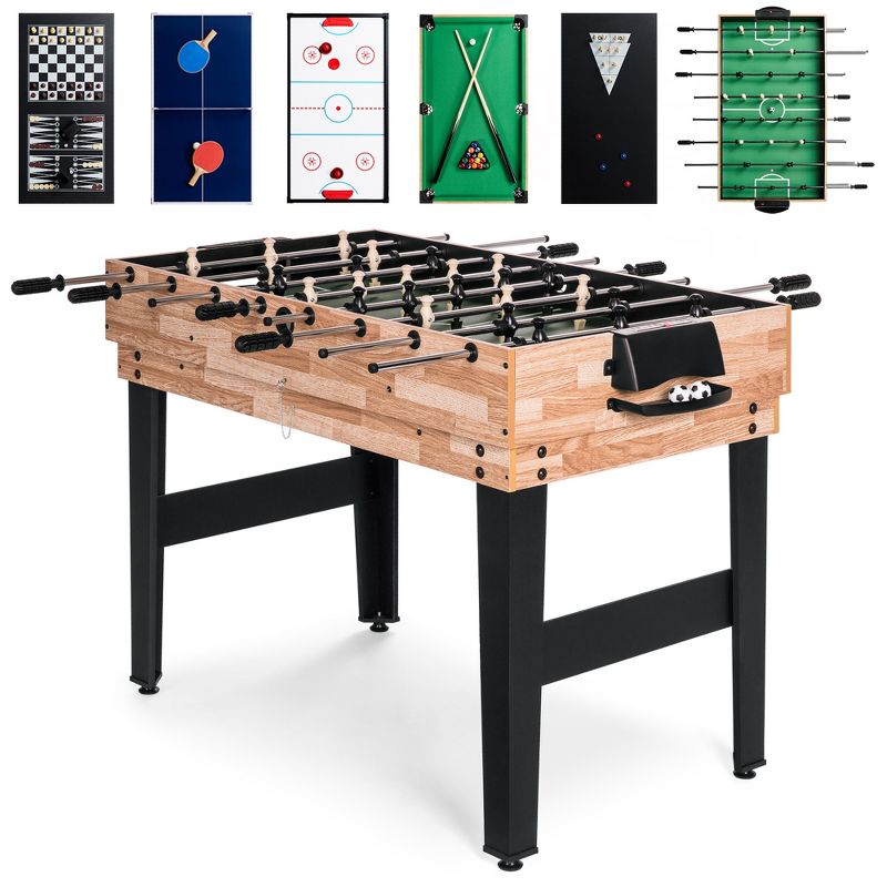 Best Choice Products 2x4ft 10-in-1 Combo Game Table Set w/ Hockey, Foosball, Pool, Shuffleboard, Ping Pong, 1 of 9