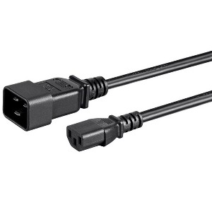 Monoprice Power Cord - 3 Feet - Black | IEC 60320 C20 to IEC 60320 C13, 14AWG, 15A/1875W, 3-Prong, SJT - 1 of 4