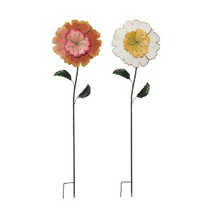 Transpac Metal Full Bloom Flower Y/S Set of 2 Spring Home Decorations - 1 of 1