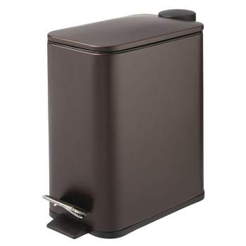 mDesign Slim Metal 1.3 Gallon Step Trash Can with Lid/Liner Bucket