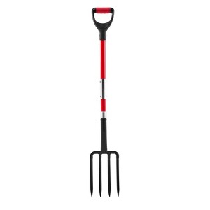 VEVOR Garden Fork, 4-Tine Gardening Pitchfork with Fiberglass Handle, 45 in Heavy Duty Digging Fork with Y Grip, Red&Black - 1 of 4