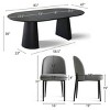 7 Piece Dining Set for 6,Black Extendable Dining Table with 6 Upholstered Armless Dining Chairs for Dining Room,Kitchen-Maison Boucle - 4 of 4