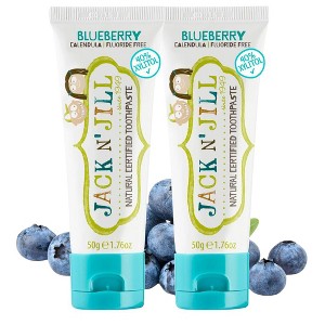 Jack N' Jill Natural Certified Toothpaste BlueBerry | Free Training Toothpaste for Toddlers | Toothpaste for Baby, Kids - 1.76 oz (PACK OF 2) - 1 of 4