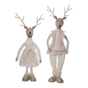 Transpac Elegant Plush Standing Reindeer with Telescope - Decorative Polyester Holiday Accent for Home or Office - 1 of 1