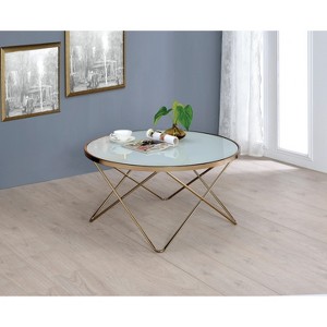 Valora Frosted Glass Top & Champagne Finish Coffee Table - 1 of 1