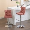 FONTOI 2 PCS Upholstered Barstools with Adjusatble Seat Height, Swivel Bar Stools with Backs for Living Room Kitchen, Pink&Silver, 17.1"*45.6"*18.1" - 2 of 4