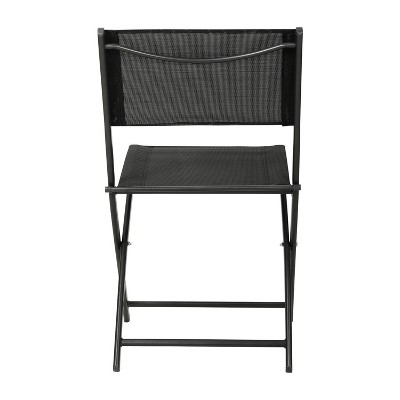 Set of 4 Black Metal Folding Chairs with Cushions