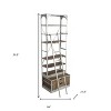 HomeRoots 32" Light Brown And Nickel Metal and Solid Wood Five Tier Library Bookcase with Two Drawers - 3 of 4