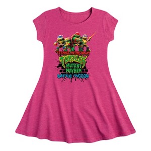 Girls' - Teenage Mutant Ninja Turtles - Battle Tycoon Group Fit & Flair Cap Sleeve Dress - 1 of 2