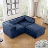 DOMETOUR Blue Chenille 2-Seater Sofa with Ottoman Storage, Cylindrical Backrest & Armrests, Modern Loveseat with Hidden Storage - 2 of 4