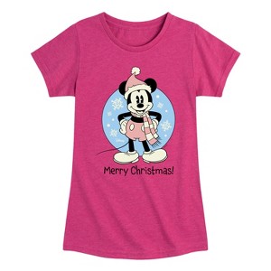 Girls' - Disney - Mickey Merry Christmas Fitted Short Sleeve Graphic T-Shirt - 1 of 4