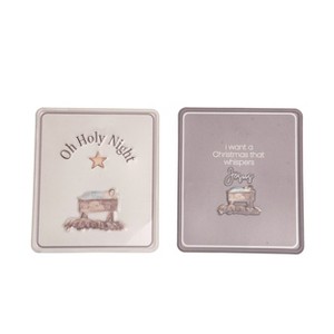 Transpac Metal Holy Night Embossed Tin Sign Décor Set of 2 Christmas Home Decorations - 1 of 1