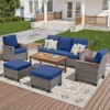 Outdoor Wicker Patio Seating Set All Weather PE Rattan Conversation Set with Cushion - 3 of 4