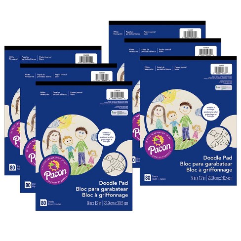 Prang Doodle Pad, White, 9 x 12, 80 Sheets, Pack of 6