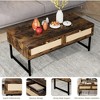 Homhougo Coffee Table, Boho Coffee Table with 2 Rattan Drawers, Modern Wood Rectangular Coffee Table for Living Room, Office - 3 of 4