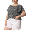 Agnes Orinda Women's Plus Size Floral Print Short Flutter Sleeve Casual Peasant Tops - 2 of 4