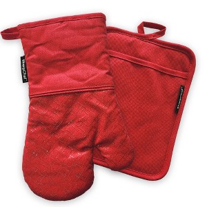 SharpChef Heat and Slip Resistant Silicone Oven Mitt and Pot Holder Set, Soft Cotton Lining, Waterproof, BPA-Free - 1 of 4