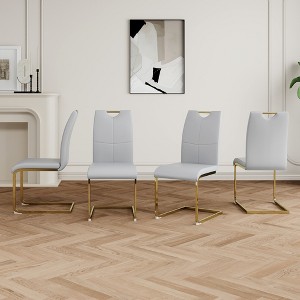 Grungis Faux Leather Armless Kitchen Chair Set of 4,Upholstered Dining Chairs with Gold Chrome Metal Legs for Dining Room,Kitchen - 1 of 4