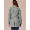 INSPIRE CHIC Women's Notch Lapel Double Breasted Belted Mid Long Outwear Winter Coat - 4 of 4