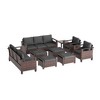 Sonkuki 9 Pieces Patio Sofa & Ottomans & Chair & Coffee Table Set, Conversation Couch with Cushion - 2 of 4