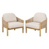 Set of 2 Outdoor Lounge Chairs with Acacia Wood and Rope Woven Back,Modern Patio Chairs with Cushions for Porch or Garden–Maison Boucle - 3 of 4