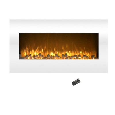 36-Inch White Wall-Mounted Electric Fireplace with LED Flames