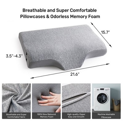 Gray Ergonomic Memory Foam Cervical Contour Pillow Set