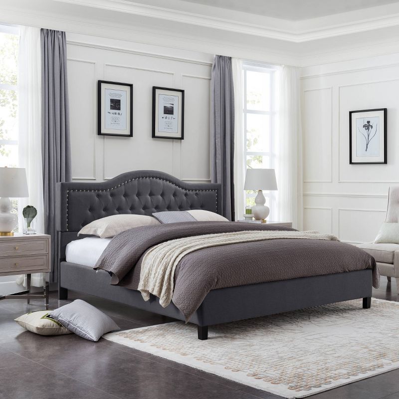 Queen Dante Upholstered Traditional Bed Frame - Christopher Knight Home, 3 of 8