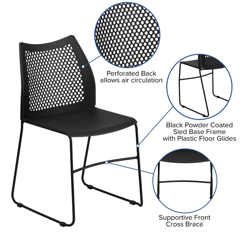 Emma and Oliver Home and Office Sled Base Stack Chair with Air-Vent Back - Guest Chair, 3 of 11