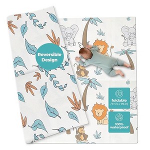 Motherly Haven 79" × 71" Reversible Safari Baby Play Mat – Foldable, Lightweight, Non-Toxic Foam for Indoor & Outdoor Use - 1 of 4