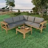 Merax 4-Piece Acacia Wood Outdoor Sofa Set with a Coffee Table and Adjustable Foot Pads - 2 of 4