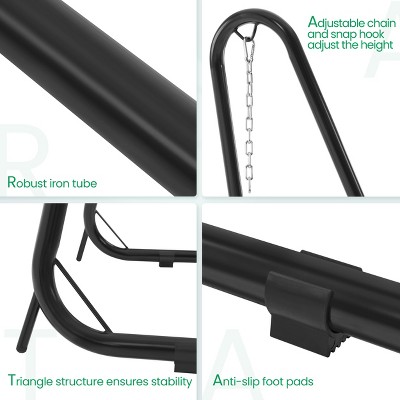 Adjustable Black Metal Hammock Chair Stand for Indoor/Outdoor Use