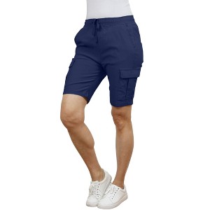 Galaxy By Harvic Women's Loose Fit Super Flex Stretch Cargo Jogger Shorts - 1 of 3