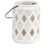 Sagebrook Home 6" Ceramic Lantern - Contemporary Ivory and Beige Diamond Cut-Out Creative Decorative Lantern with Handle for Indoor or Outdoor Use - 2 of 4