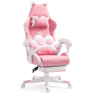 YOOCOZZ Cute Cat Gaming Chair with Paw Lumbar Cushion for Girl Teen Woman - 1 of 4