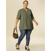 Agnes Orinda Women's Plus Size Casual Solid V Neck 1/2 Sleeves Pleated Blouses - 3 of 4