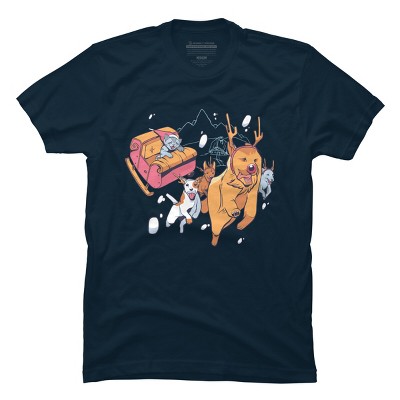 Men's Design By Humans Christmas santa cat By ArtStyleAlice T-Shirt