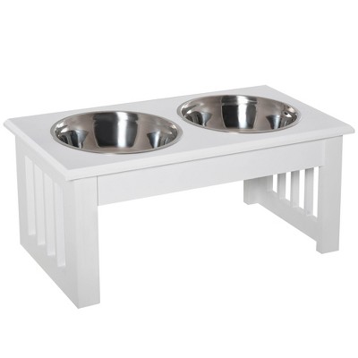 PawHut Double Stainless Steel Heavy Duty Dog Food Bowl Elevated Pet Feeding  Station for Medium Dogs, 22 inches