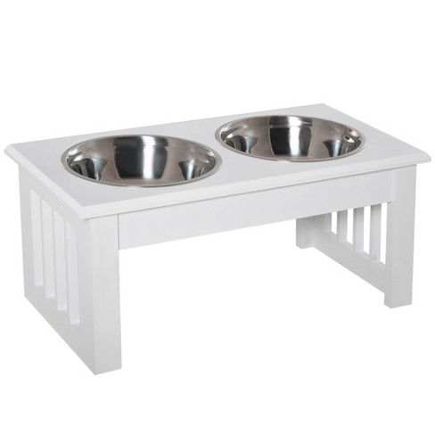 Pawhut 17 Durable Wooden Dog Feeding Station With 2 Included Dog