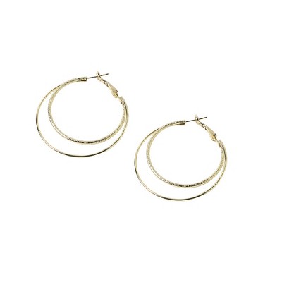 Women's Minimal Hoop Earrings - Champayne Gold