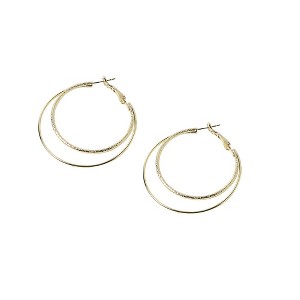 Women's Minimal Hoop Earrings - Champayne Gold - 1 of 4