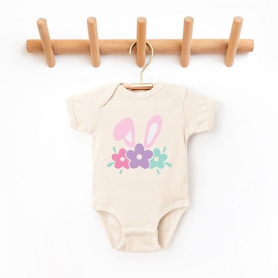 The Juniper Shop Bunny Ears With Flowers Baby Bodysuit