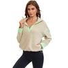 ATHLECHIC Women's Fleece Pullover Half Zip Cropped Sweatshirt Oversized with Pockets Warm Fuzzy Sweater - 3 of 4