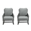 CAVINAS 2PC Indoor & Outdoor Wicker Patio Rocking Chair with Solid Wood Frame & Cushion,Comfy Lounge Chair for Garden,Backyard,Gray - 2 of 4