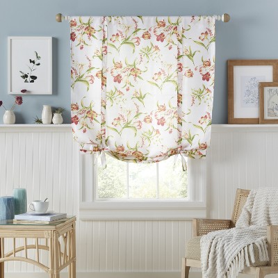 Estate View Printemps Light Filtering Rod Pocket Tie Up Shade, 42