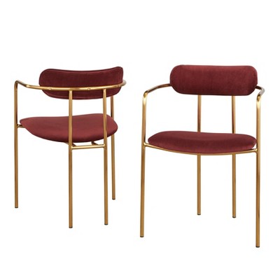Buylateral Set of 2 Healey Retro Velvet Dining Armchairs
